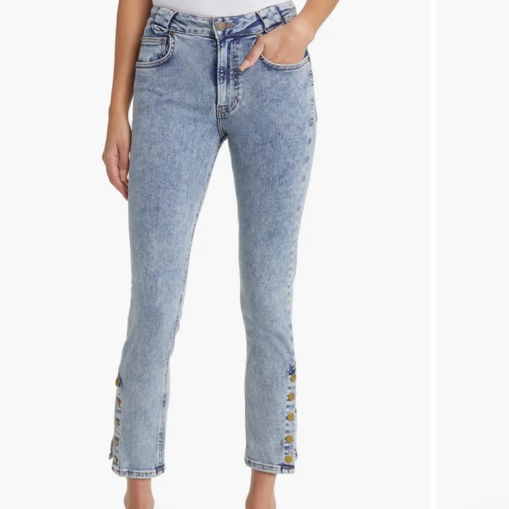 FRAME - Esther - The Snapped Denim Leggings  Blue Jeans